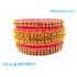 Rose Colour Silk Thread Bangles with Gold Jari