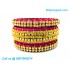 Majenta Colour Silk Thread Bangles with Gold Jari