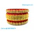 Red Colour Silk Thread Bangles with Gold Jari