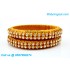 Dark Yellow Colour Silk Thread Bangles with Gold Jari