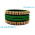 Dark Green Silk Thread Bangles with Gold Jari