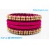 Pink Colour Silk Thread Bangles with Gold Jari