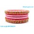 Rose Colour Silk Thread Bangles with Gold Jari