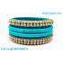 Turquoise Blue Colour Silk Thread Bangles with Gold Jari