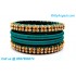 Teal Green Colour Silk Thread Bangles with Gold Jari