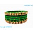 Green Colour Silk Thread Bangles with Gold Jari