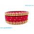 Pink Colour Silk Thread Bangles with Gold Jari