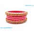 Rose Colour Silk Thread Bangles with Gold Jari