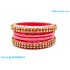 Rose Colour Silk Thread Bangles with Gold Jari