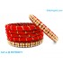 Red Colour Silk Thread Bangles with Gold Jari