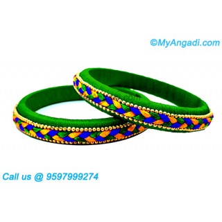 Green Colour Silk Thread Bangles