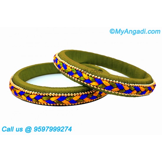 Olive Green Colour Silk Thread Bangles Olive Green Colour Silk Thread Bangles