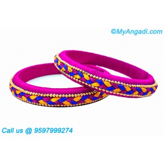 Pink Colour Silk Thread Bangles