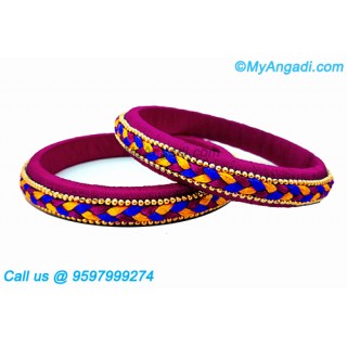 Majenta Colour Silk Thread Bangles