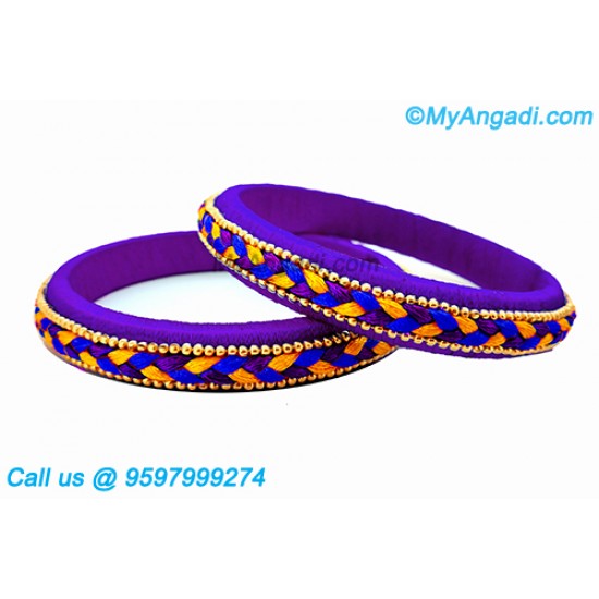 Violet Colour Silk Thread Bangles