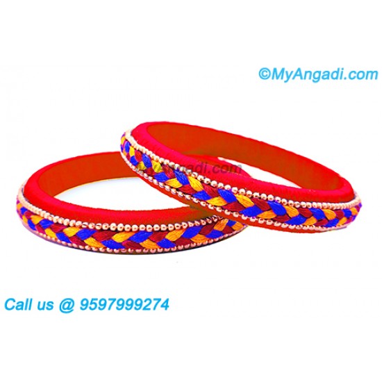 Orange Colour Silk Thread Bangles