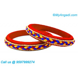 Red Colour Silk Thread Bangles