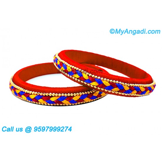 Red Colour Silk Thread Bangles