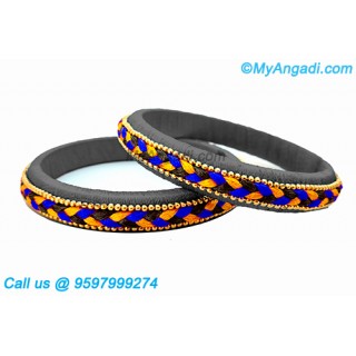 Grey Colour Silk Thread Bangles