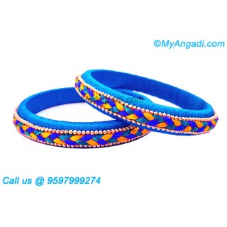 Blue Colour Silk Thread Bangles