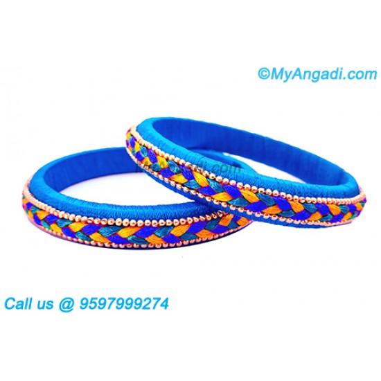 Blue Colour Silk Thread Bangles