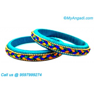 Turquoise Blue Colour Silk Thread Bangles