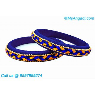 Dark Blue Colour Silk Thread Bangles