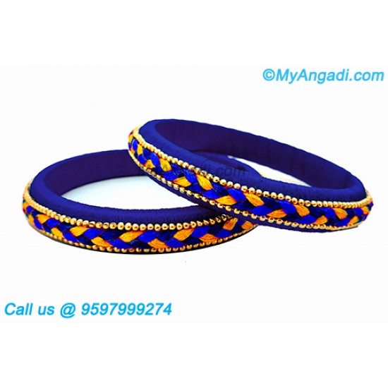 Dark Blue Colour Silk Thread Bangles