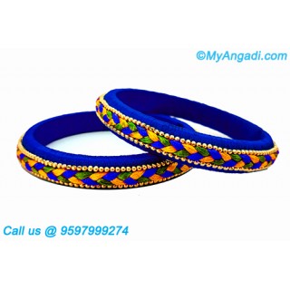 Royal Blue Colour Silk Thread Bangles