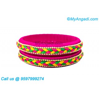 Pink Colour Silk Thread Bangles