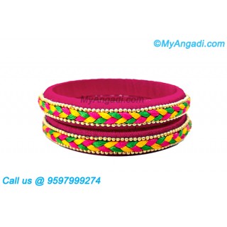 Majenta Colour Silk Thread Bangles