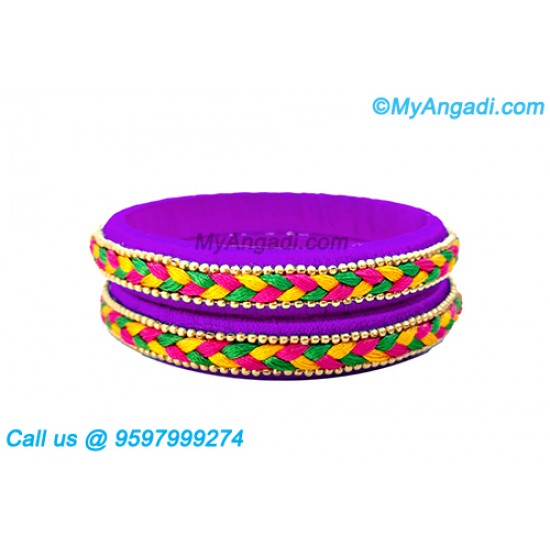 Violet Colour Silk Thread Bangles