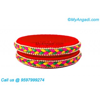 Orange Colour Silk Thread Bangles