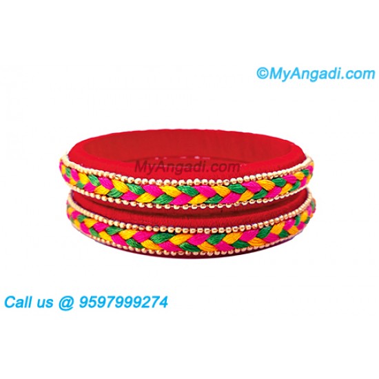 Red Colour Silk Thread Bangles