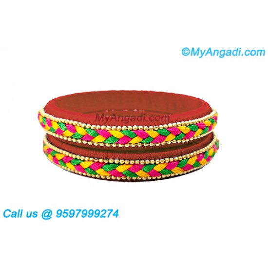 Maroon Colour Silk Thread Bangles