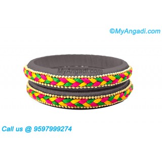 Grey Colour Silk Thread Bangles