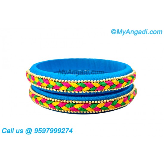 Blue Colour Silk Thread Bangles