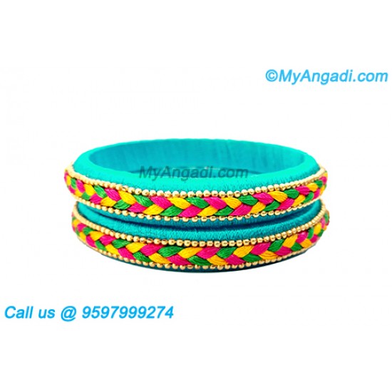 Turquoise Blue Colour Silk Thread Bangles Turquoise Blue Colour Silk Thread Bangles