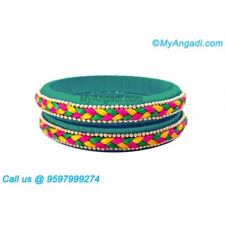 Teal Green Colour Silk Thread Bangles