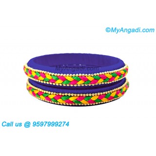 Dark Blue Colour Silk Thread Bangles