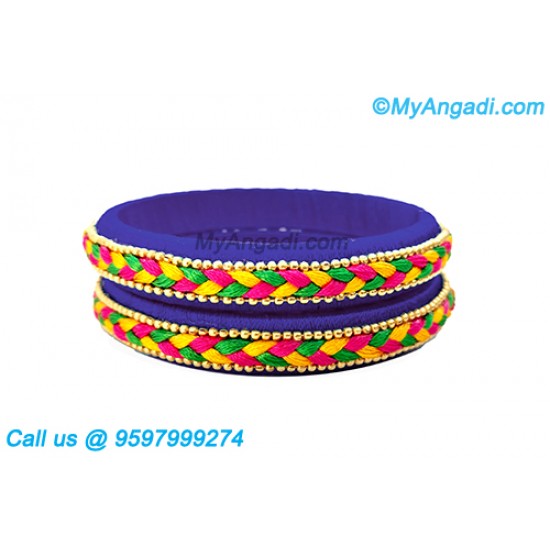 Dark Blue Colour Silk Thread Bangles