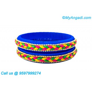 Royal Blue Colour Silk Thread Bangles