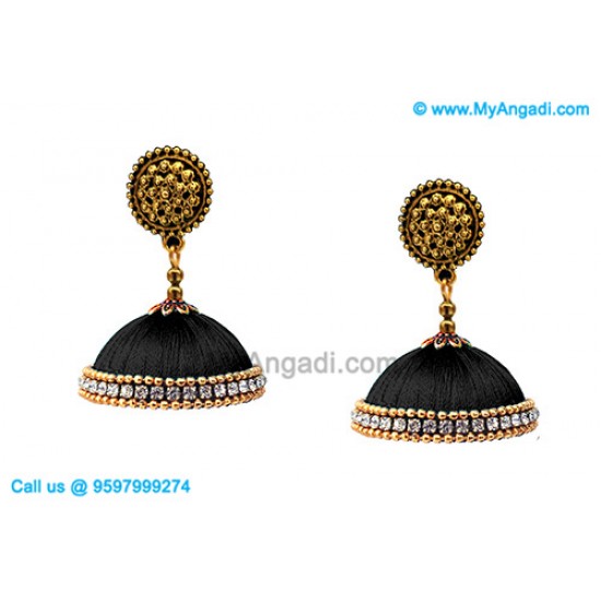 Black Colour Jhumka Wid White