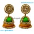 Lime Green - Golden Combination Silk Thread Jhumukka Earrings