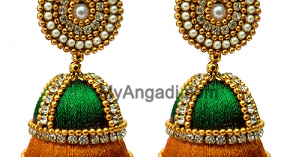 Priyaasi Yellow & Green Floral Meenakari Beaded Drop Earrings