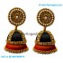 Black colour - Golden Combination Silk Thread Jhumukka Earrings