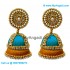 Blue Colour - Golden Combination Silk Thread Jhumukka Earrings
