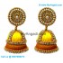 Yellow Colour - Golden Combination Silk Thread Jhumukka Earrings
