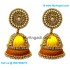 Yellow Colour - Golden Combination Silk Thread Jhumukka Earrings