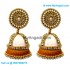 White Colour - Golden Combination Silk Thread Jhumukka Earrings